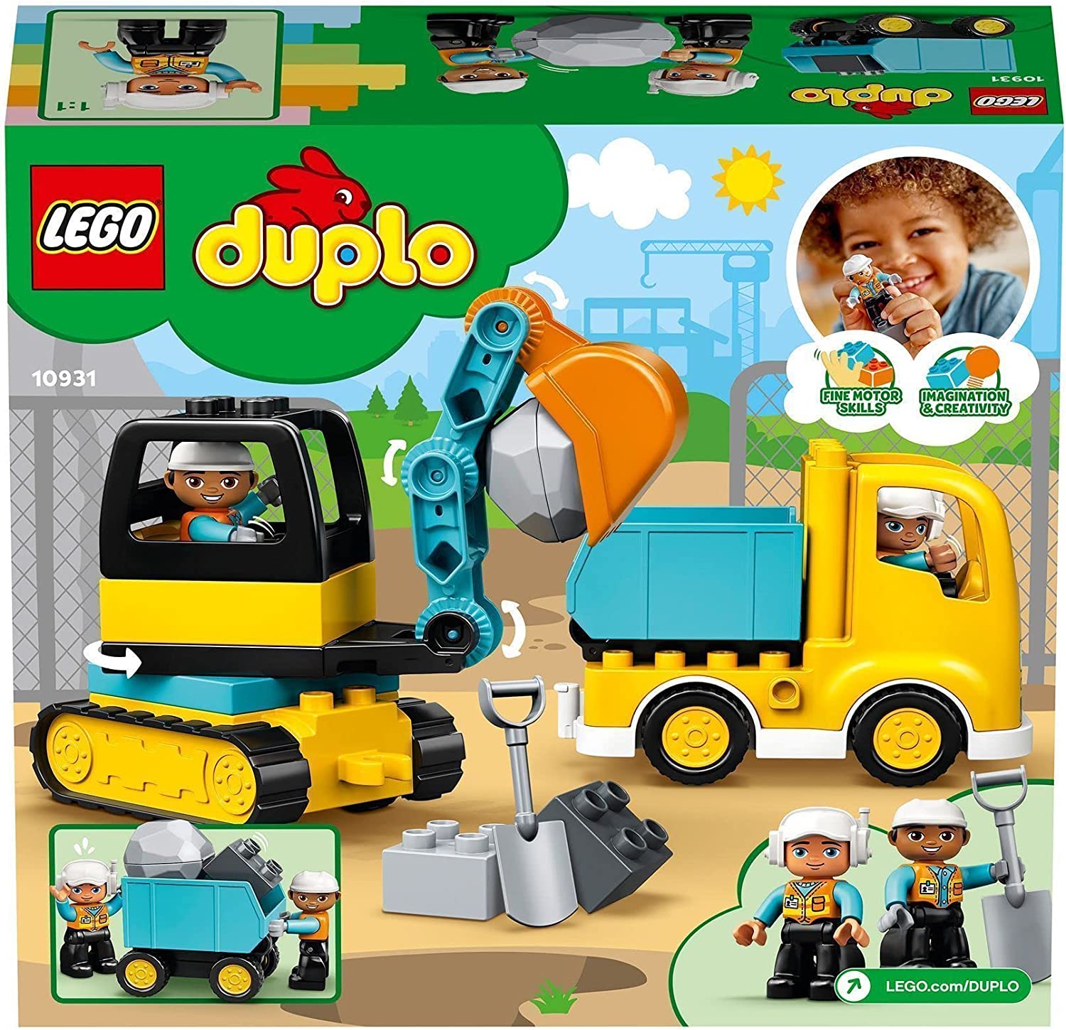 LEGO 10931 DUPLO Town Lastbil och grävmaskin, Byggsats med Leksakslastbil, Barnleksaker, Byggklossar