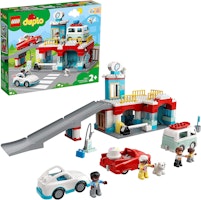 LEGO 10948 DUPLO Parkeringshus och biltvätt, barnleksak 2+ år med leksaksbilar