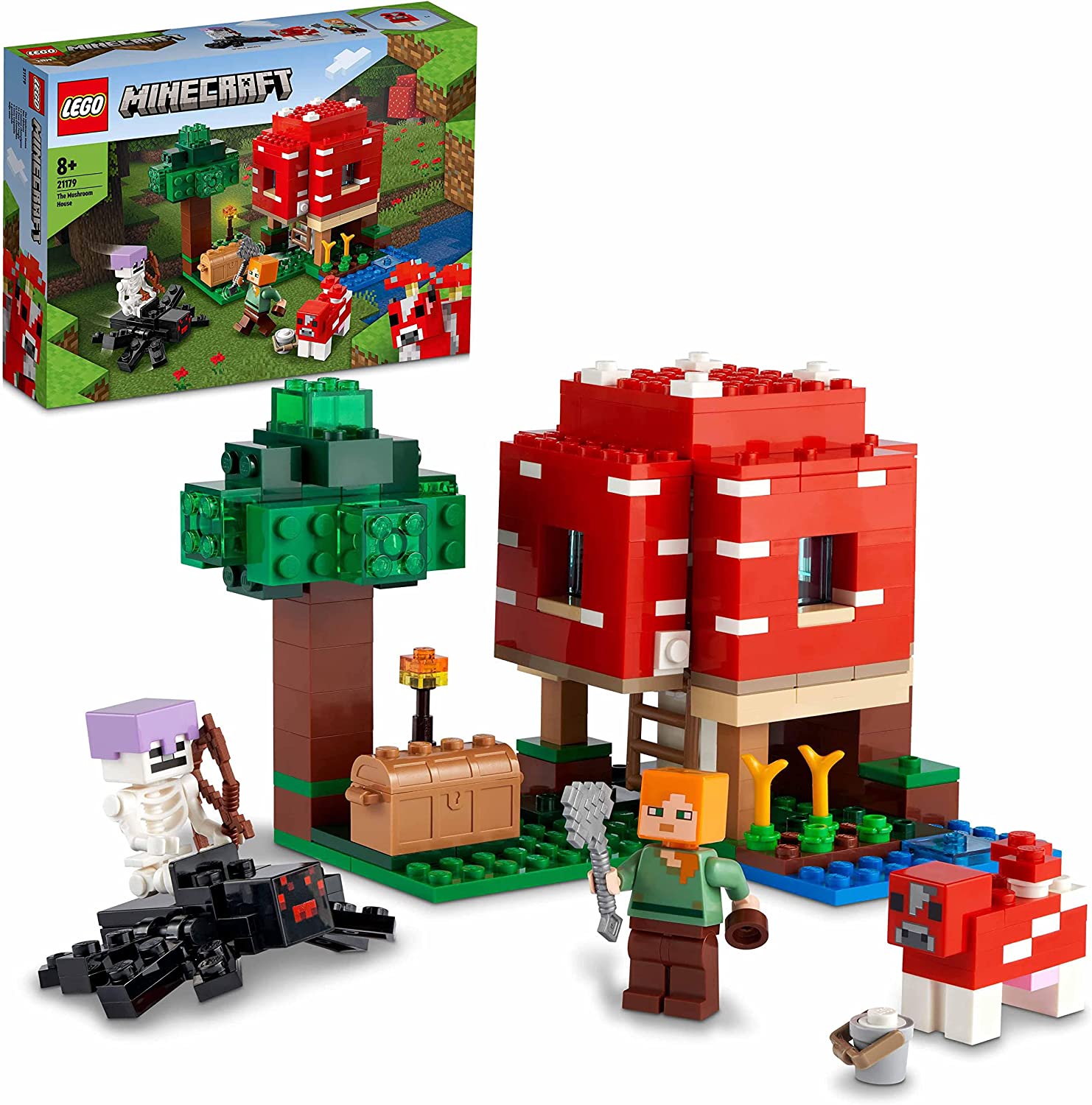 LEGO 21179 Minecraft Svamphuset, Leksak för Barn 8+ År, Med Figurerna Alex och Mooshroom