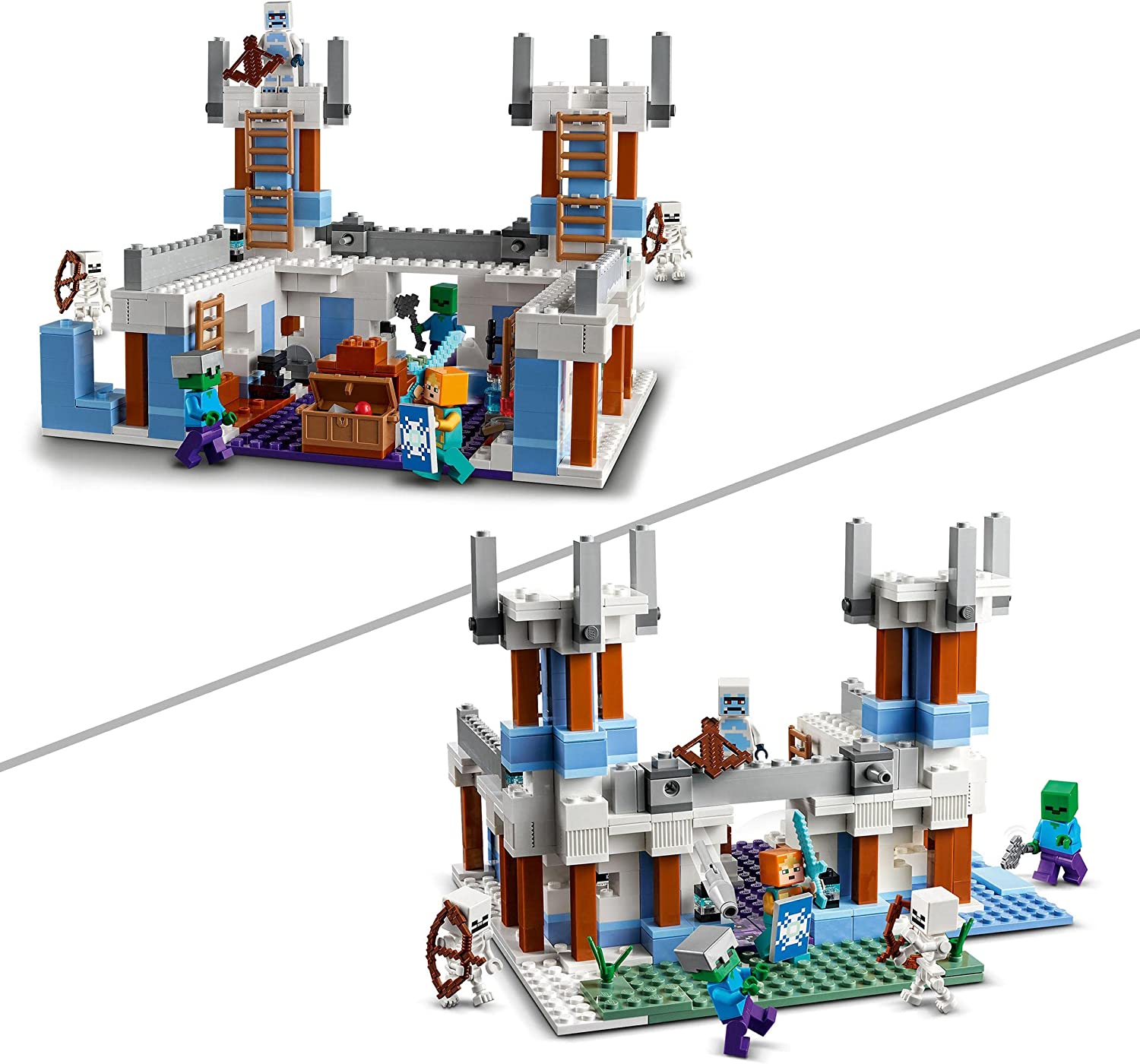 LEGO 21186 Minecraft Isslottet Byggleksaker, Leksaksslott, Modulärt Byggset, Presentidé med Minifigurer, Leksaker för Barn från 8 år