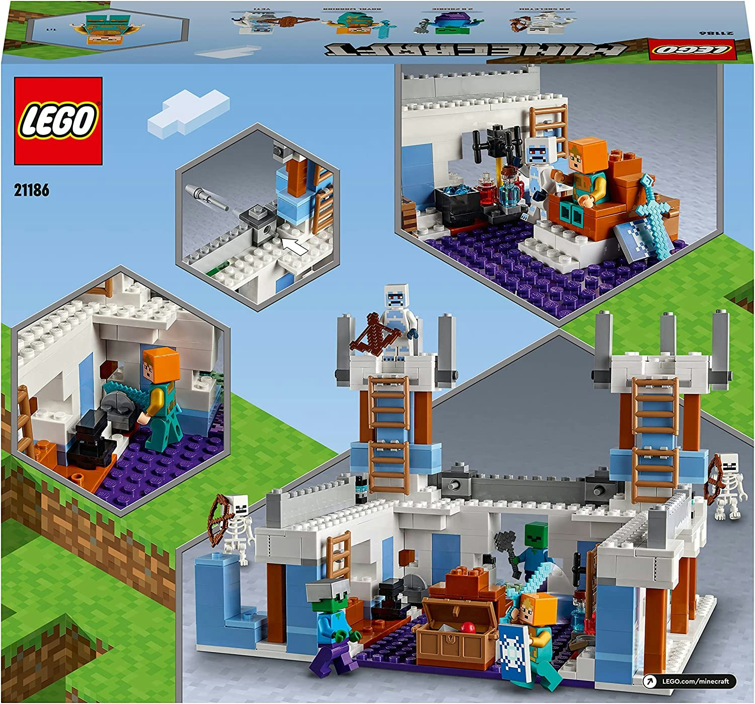 LEGO 21186 Minecraft Isslottet Byggleksaker, Leksaksslott, Modulärt  Byggset, Presentidé med Minifigu - Minibossen.se