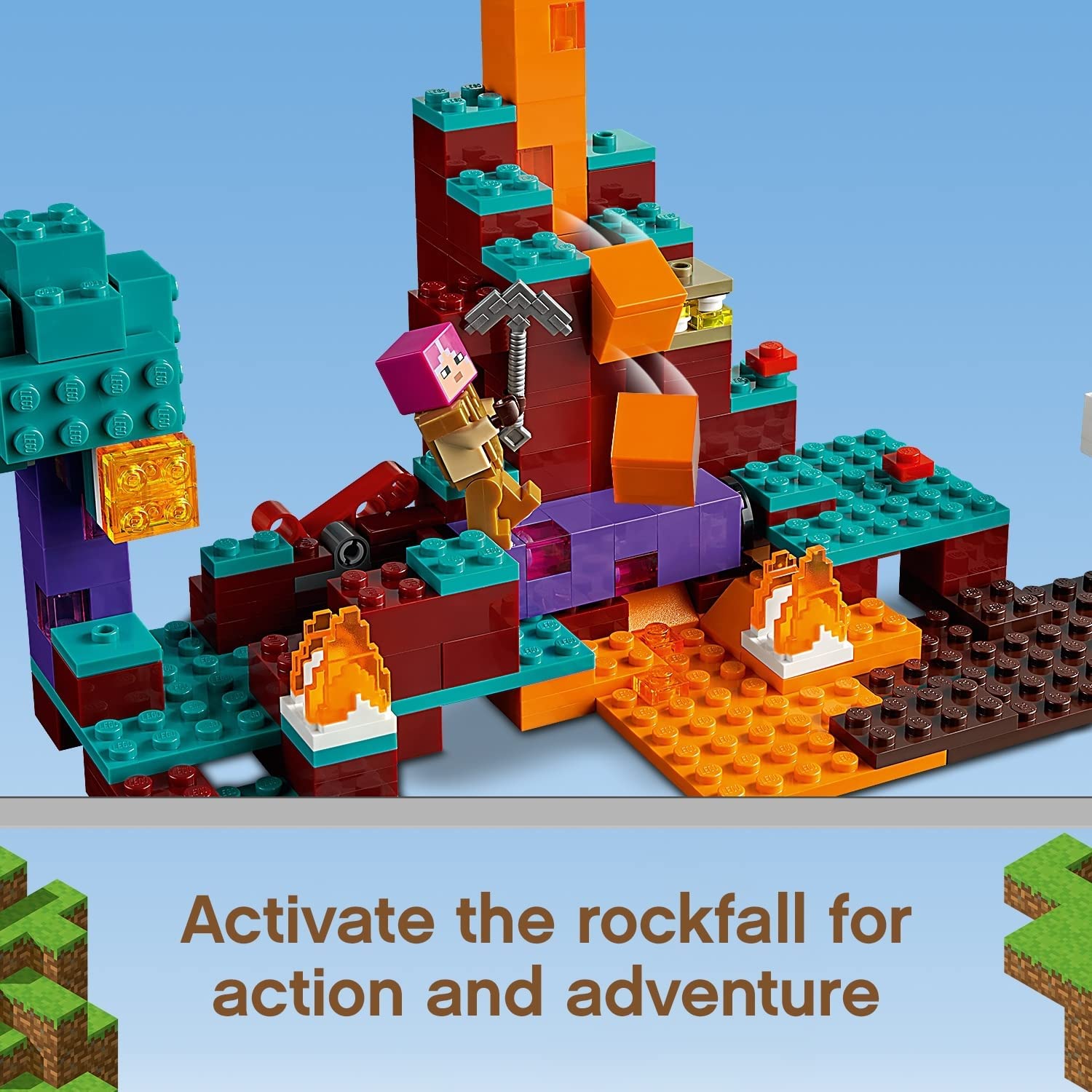 LEGO 21168 Minecraft Den skeva skogen Nether lekset med Huntress, Piglin och Hoglin, Byggsats för Barn 8+ år
