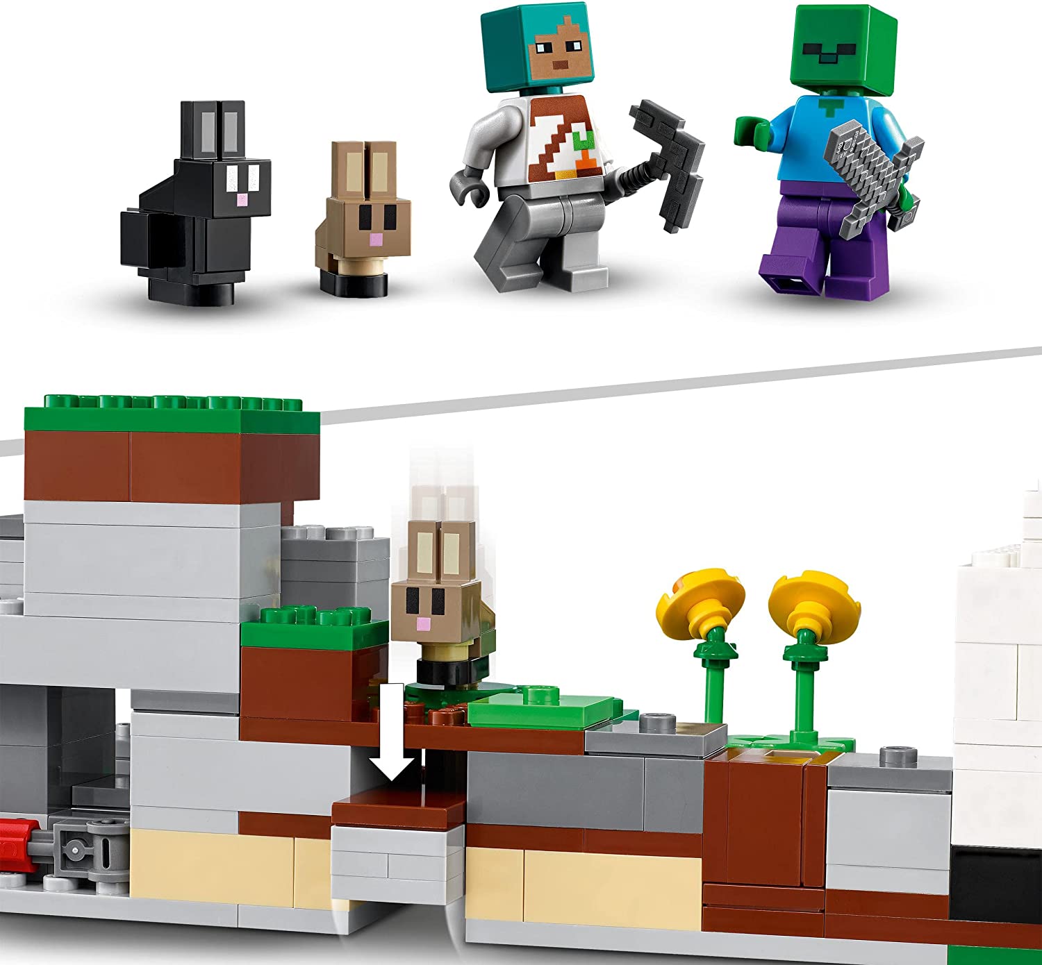 LEGO 21181 Minecraft Kaninranchen, Leksak för Barn 8+ År med Djurfigurer