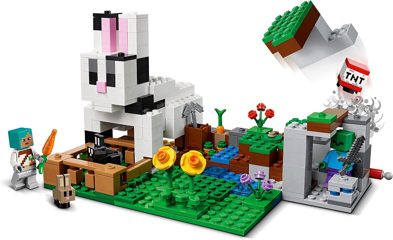 LEGO 21181 Minecraft Kaninranchen, Leksak för Barn 8+ År med Djurfigurer