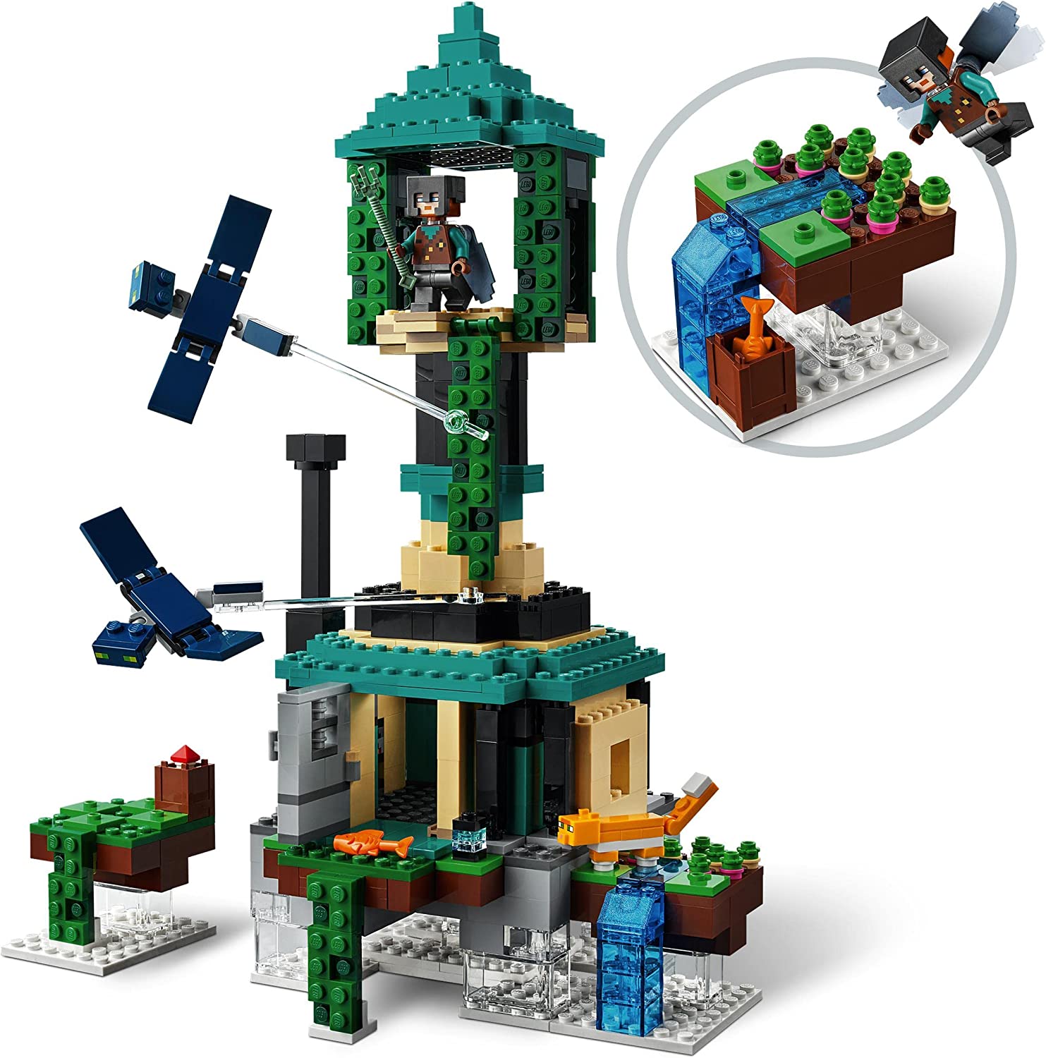 LEGO 21173 Minecraft Himmelstornet, Leksak för Pojkar och Flickor med Pilot, Katt och 2 fantomer, Byggsats för Barn