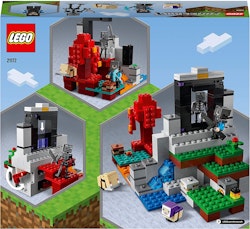 LEGO 21172 Minecraft Den förstörda portalen, Leksak för Pojkar och Flickor med Skelettfigurer, Byggsats för Barn från 8 år
