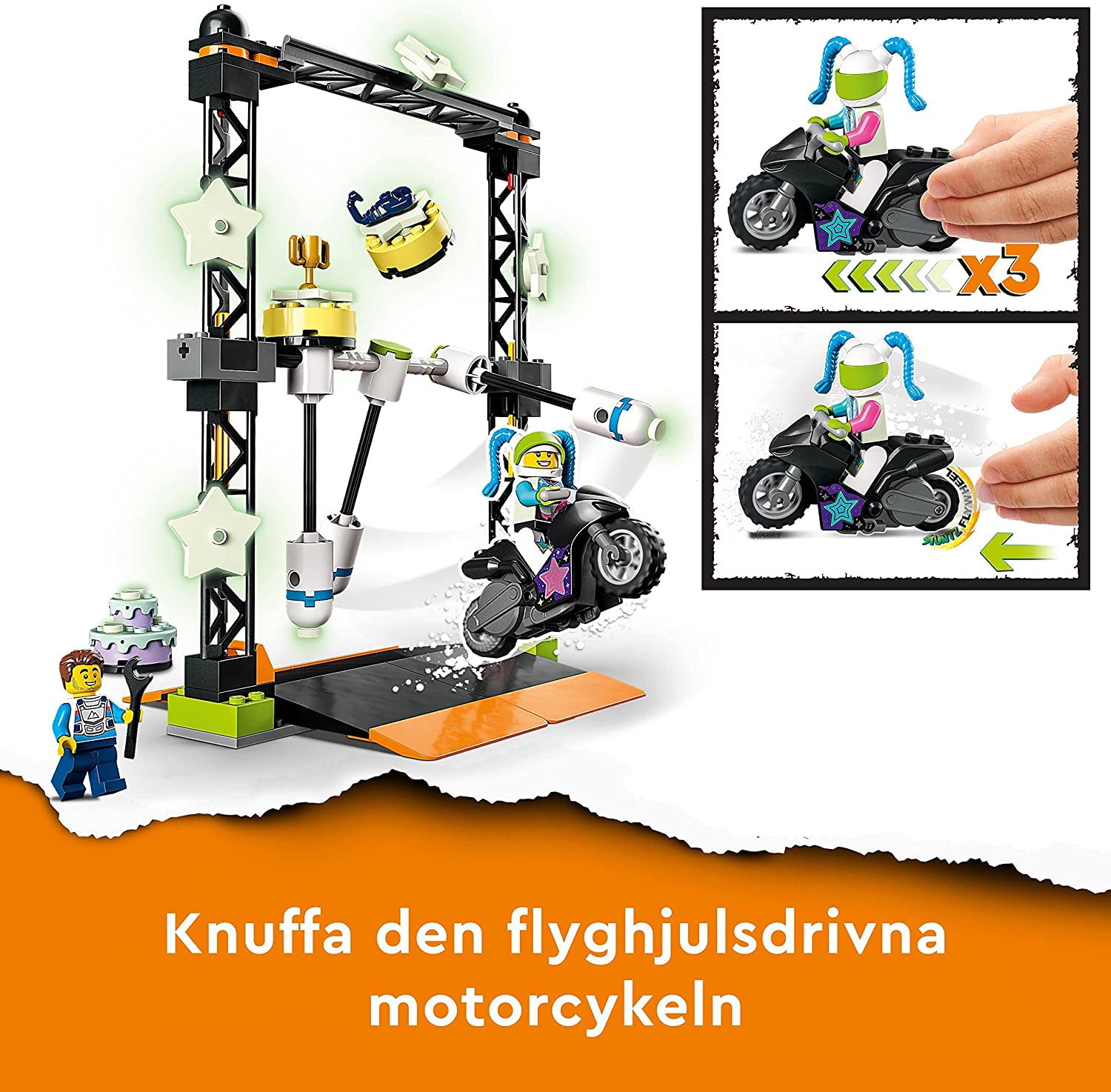 LEGO 60341 City Stuntz Stuntutmaning med knuff Leksaksmotorcykel för Dina Egna TV-stunt
