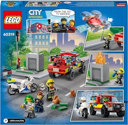LEGO 60319 City Brandräddning och Polisjakt, Lastbil, Bil och Motorcykel