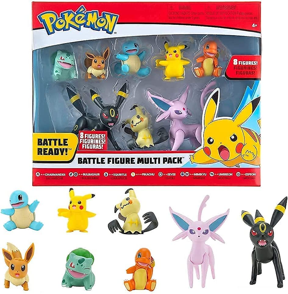 Pokémon 8-pack Figurset, bulbasaur, Squirtle, Mimikyu, Pikachu, Eevee, Espeon