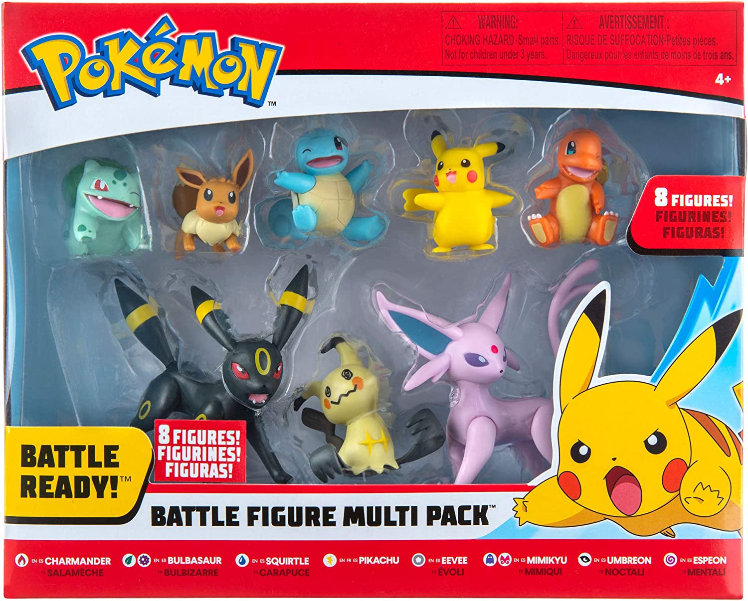 Pokémon 8-pack Figurset, bulbasaur, Squirtle, Mimikyu, Pikachu, Eevee, Espeon