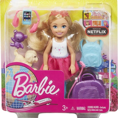 Barbie Chelsea-Docka Reseset med Valp och Resväska