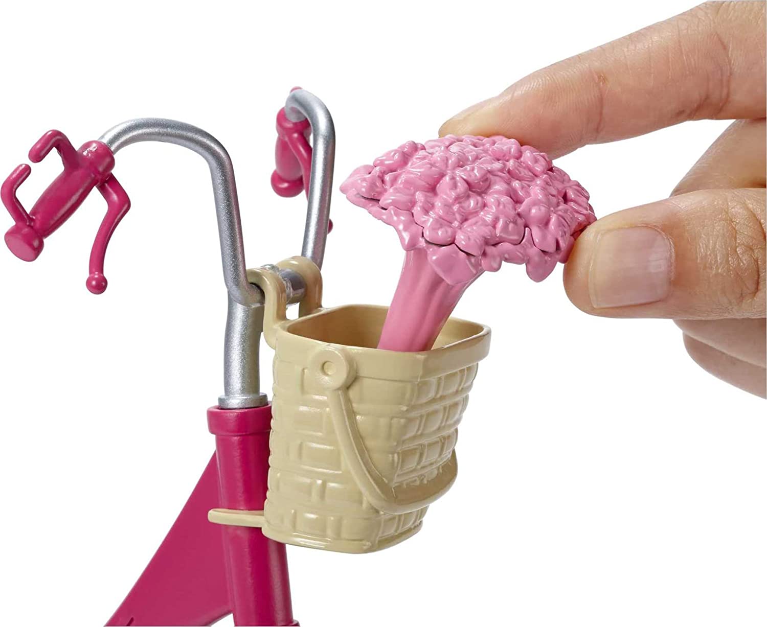 Barbie - Cykel med Korg och Blommor