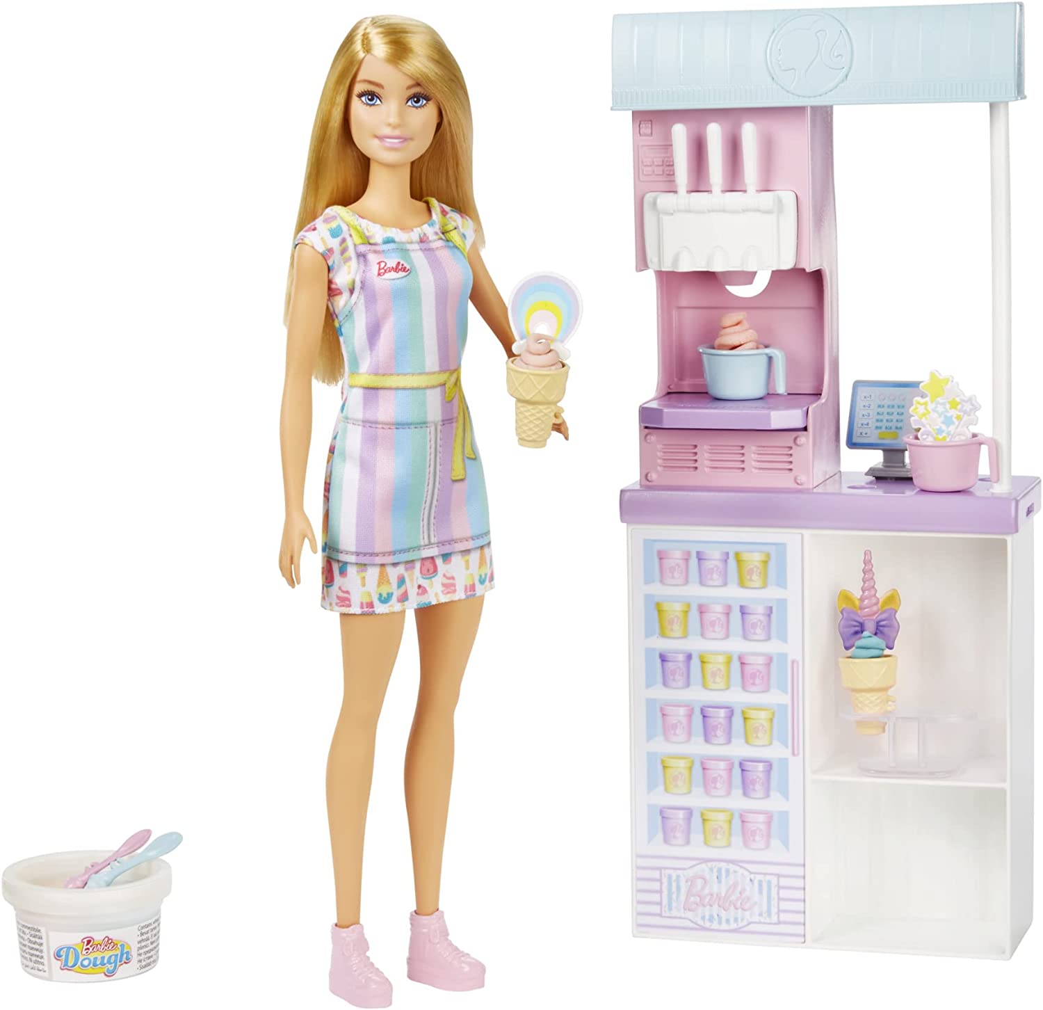Barbie Glasskiosk  - Glassparkslek, docka,  glasstillverkning, glassbutik, glassbar