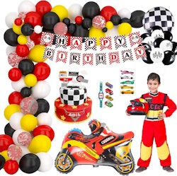 Bilar Racingbilar Biltema födelsedagsdekoration , ballonger, fordon, spel, födelsedag, dekorationsset, tema, fest, födelsedagsfest, pojke, barn, födelsedagsdekora