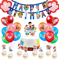 Paw Patrol Pups födelsedagsdekoration , ballonger, fordon, spel, födelsedag, dekorationsset, tema, fest, födelsedagsfest, pojke, barn, födelsedagsdekora