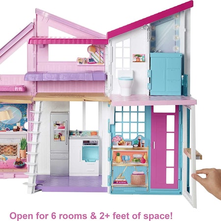 Barbie - Barbie Malibu House-Dockhus med 2 våningar - 25 delar