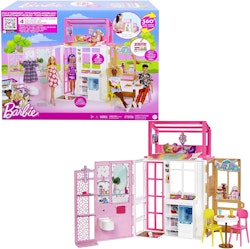 Barbie Dockhus , fullt möblerat Barbie-hus med hundvalp , möbler