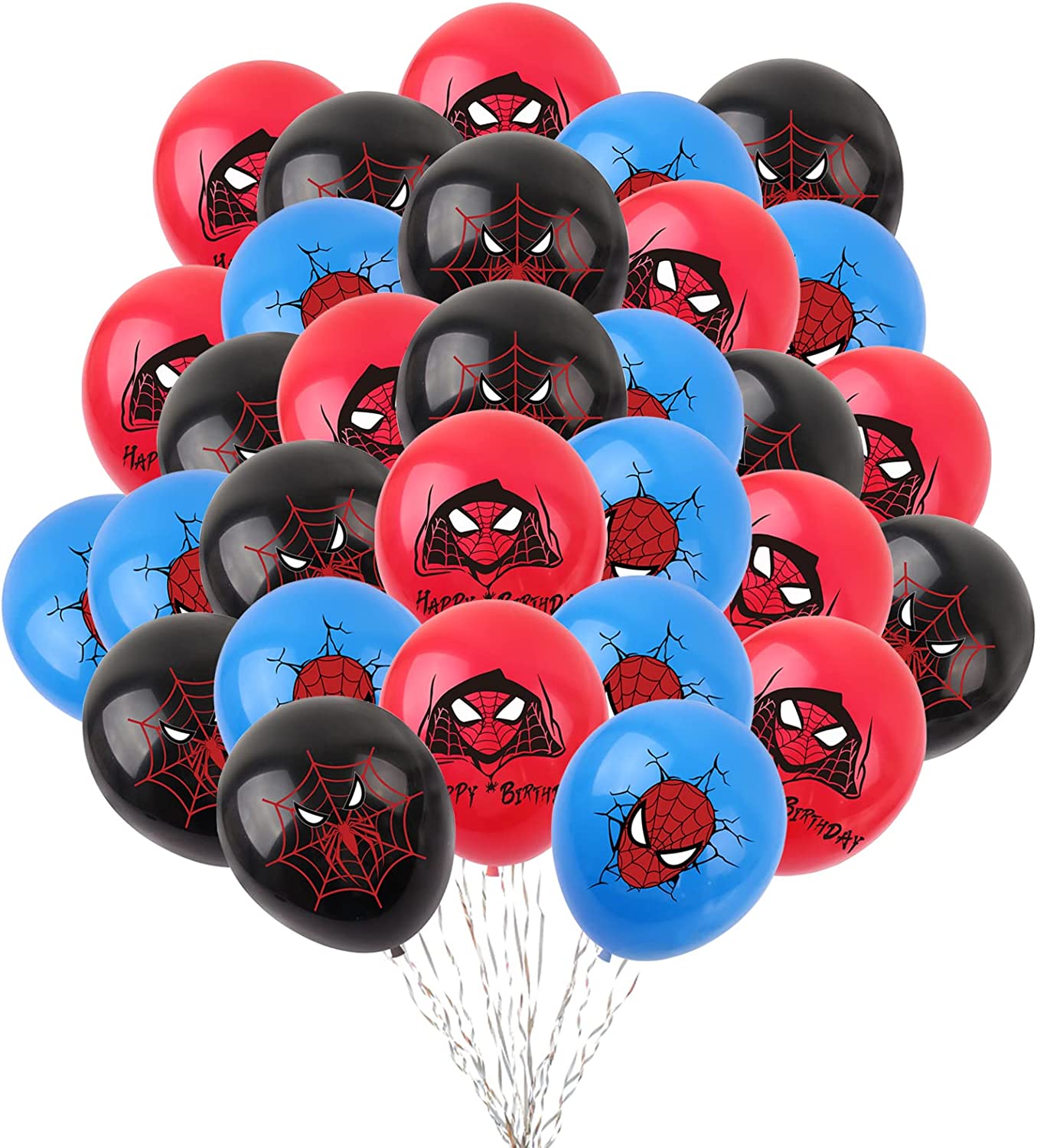 30 st Spiderman / Spindelmannen ballonger födelsedagsdekorationsset, superhjälte-ballonger, festtillbehör, födelsedagsdekoration Spiderman-temafestset, latexballong