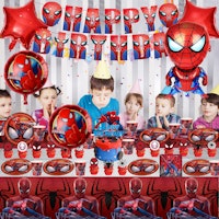 Spiderman-festservis, Spindelmannen partytillbehör, festdekoration, dekoration