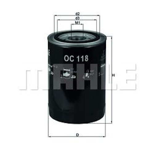 Oljefilter Mahle OC 118 = Mann W 936/2