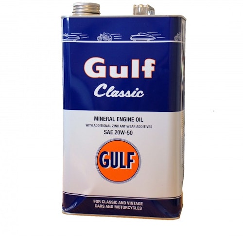 Gulf Classic Mineralolja SAE 20W-50, Plåtdunk 5 liter.
