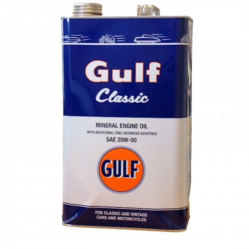 Gulf Classic Mineralolja SAE 20W-50, Plåtdunk 5 liter.