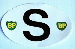 BP S-Skylt Klistermärke cirka 1980-tal