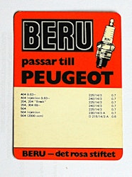 Peugeot Beru tändstift kort 1970-tal