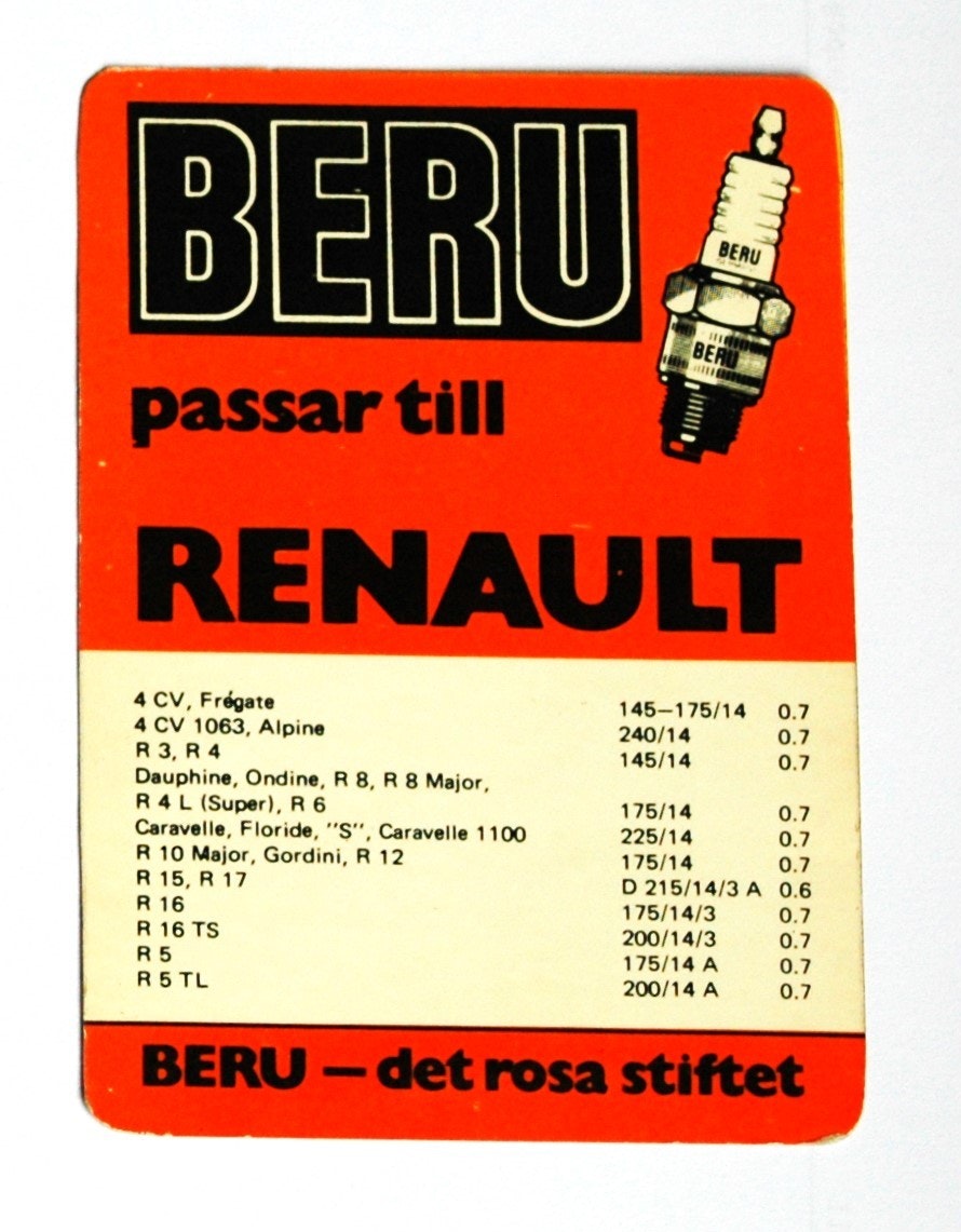 Renault Beru tändstift kort 1970-tal