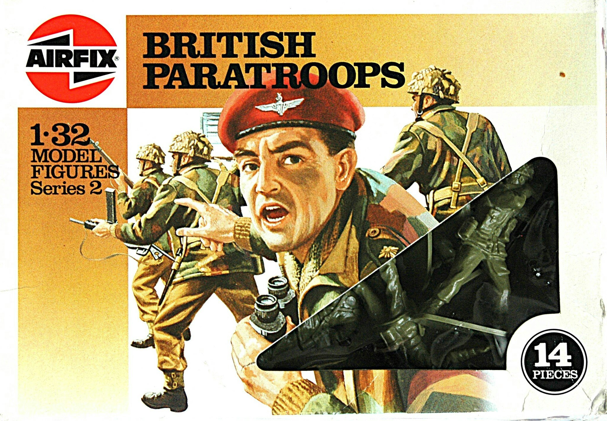 Airfix soldater British Paratroops 1:32, 14 st 1970-tal, NOS