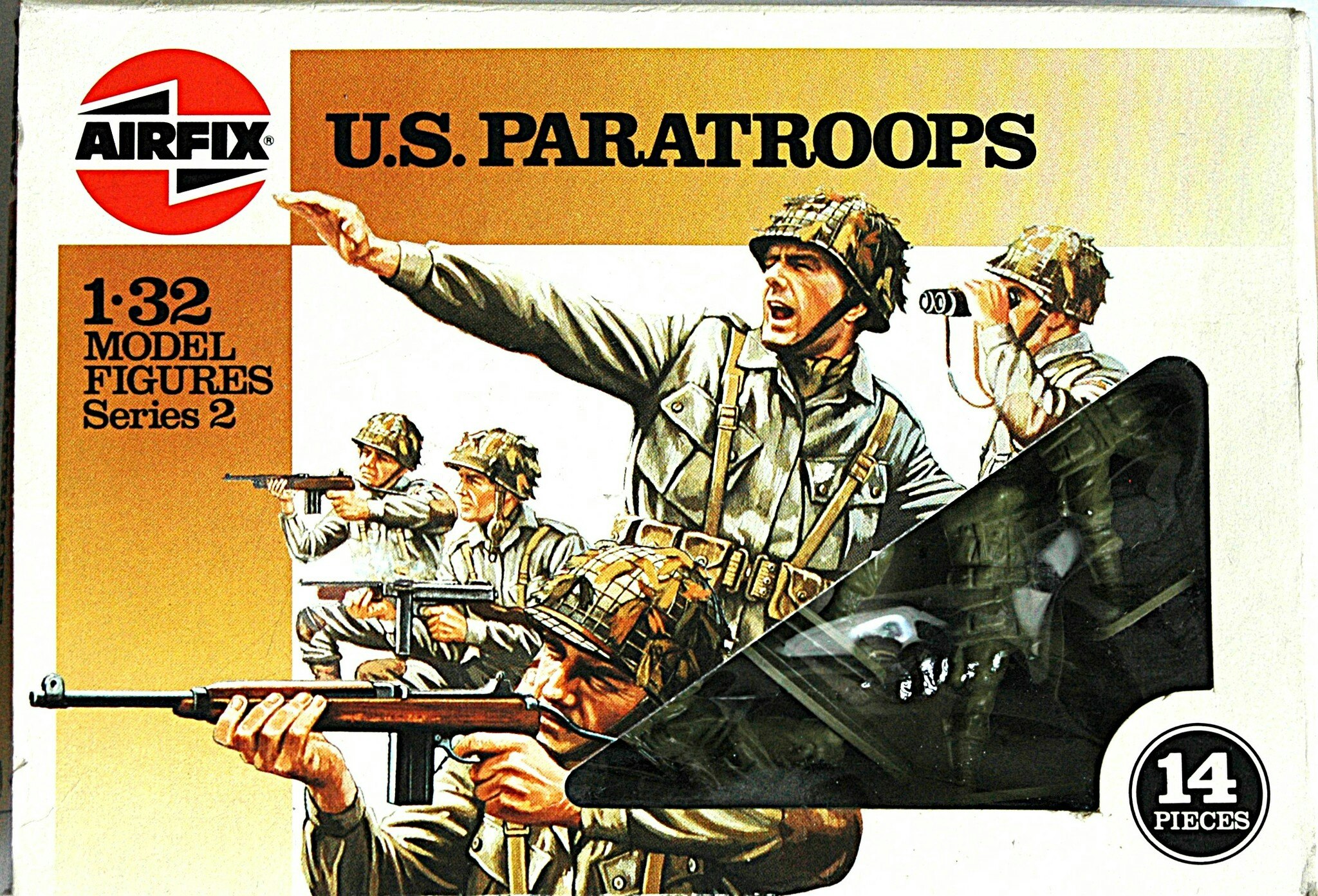 Airfix soldater U.S Paratroops 1:32, 14 st 1970-tal, NOS