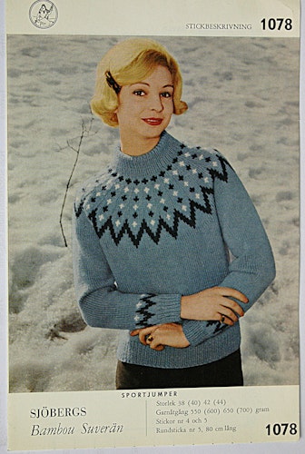 Sjöberg Stickbeskrivning 1078, Sportjumper 1960-tal.