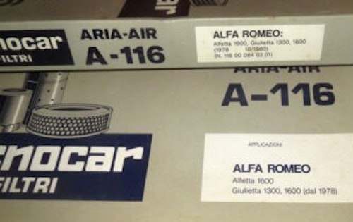 Luftfilter Tecnocar A-116 1972-84 Alfetta 1600, Giuletta 1300, 1600