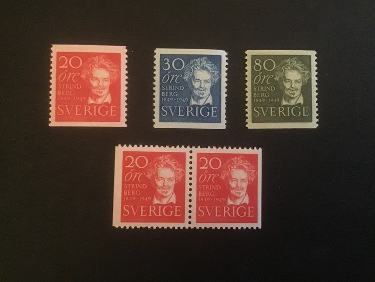 AUGUST STRINDBERG 1949 facit nr 385-387 postfrisk serie
