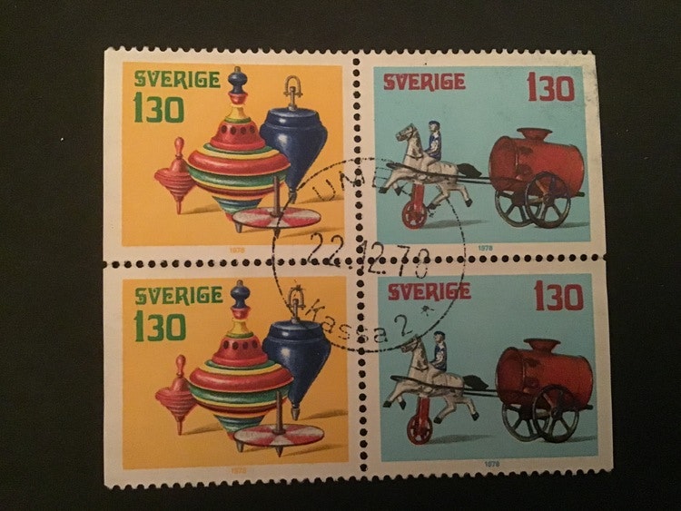 GAMLA LEKSAKER 1978 facit nr 1067 SX i LYXST 4-BLOCK UMEÅ 22.12.78