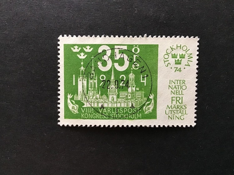 STOCKHOLMIA 74 III facit nr 886 lyxstämplat BANDHAGEN 1