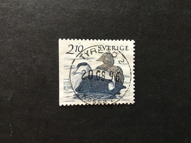 FÅGLAR VID VATTEN 1986 facit nr 1393 lyxstämplat TYRESÖ 2