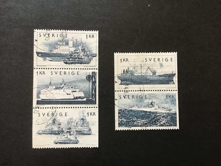 SJÖFART 1974, facit nr 887-891 stämplad serie