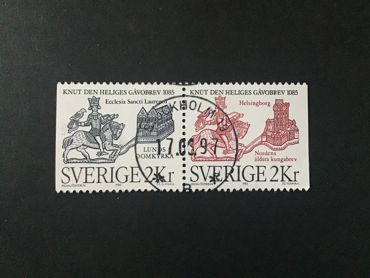 KNUT DEN HELIGE facit nr 1352 SX lyxstämplat par STOCKHOLM 19