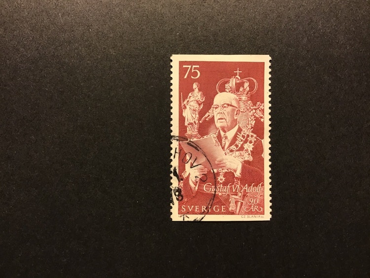 GUSTAF VI ADOLF 90 ÅR 1972, facit nr 800 stämplat märke