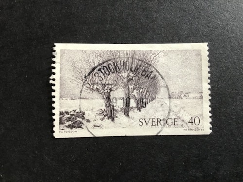 NATURMOTIV 1973 facit nr 818 LYXSTÄMPLAT STOCKHOLM BAN