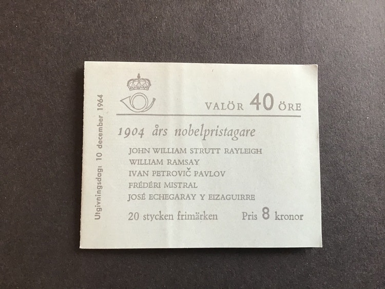 NOBELPRISTAGARE 1904 POSTFRISKT HÄFTE