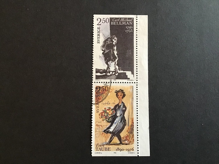 BELLMAN OCH EVERT taube 1990 facit nr 1645 SX STÄMPLAT PAR