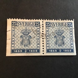 SVENSKA FRIMÄRKET 100 ÅR 1955 STÄMPLAT PAR