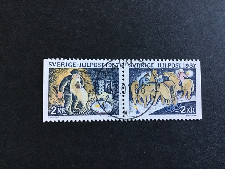 JULPOST 1987 facit nr 1475 SX LYXSTÄMPLAT PAR MALMÖ 1