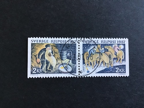 JULPOST 1987 facit nr 1475 SX LYXSTÄMPLAT PAR MALMÖ 1