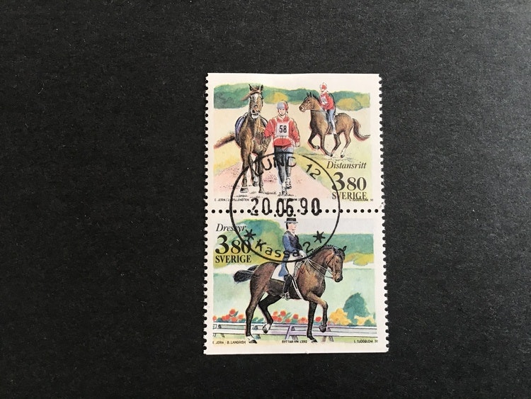 RYTTAR VM 1990 facit nr 1621 SX LYXSTÄMPLAT PAR LUND 12