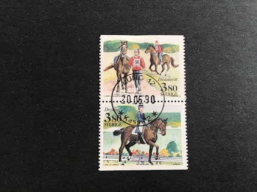 RYTTAR VM 1990 facit nr 1621 SX LYXSTÄMPLAT PAR LUND 12