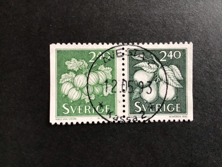 BÄR OCH FRUKTER  facit nr 1786 SX LYXSTÄMPLAT PAR AVESTA 2