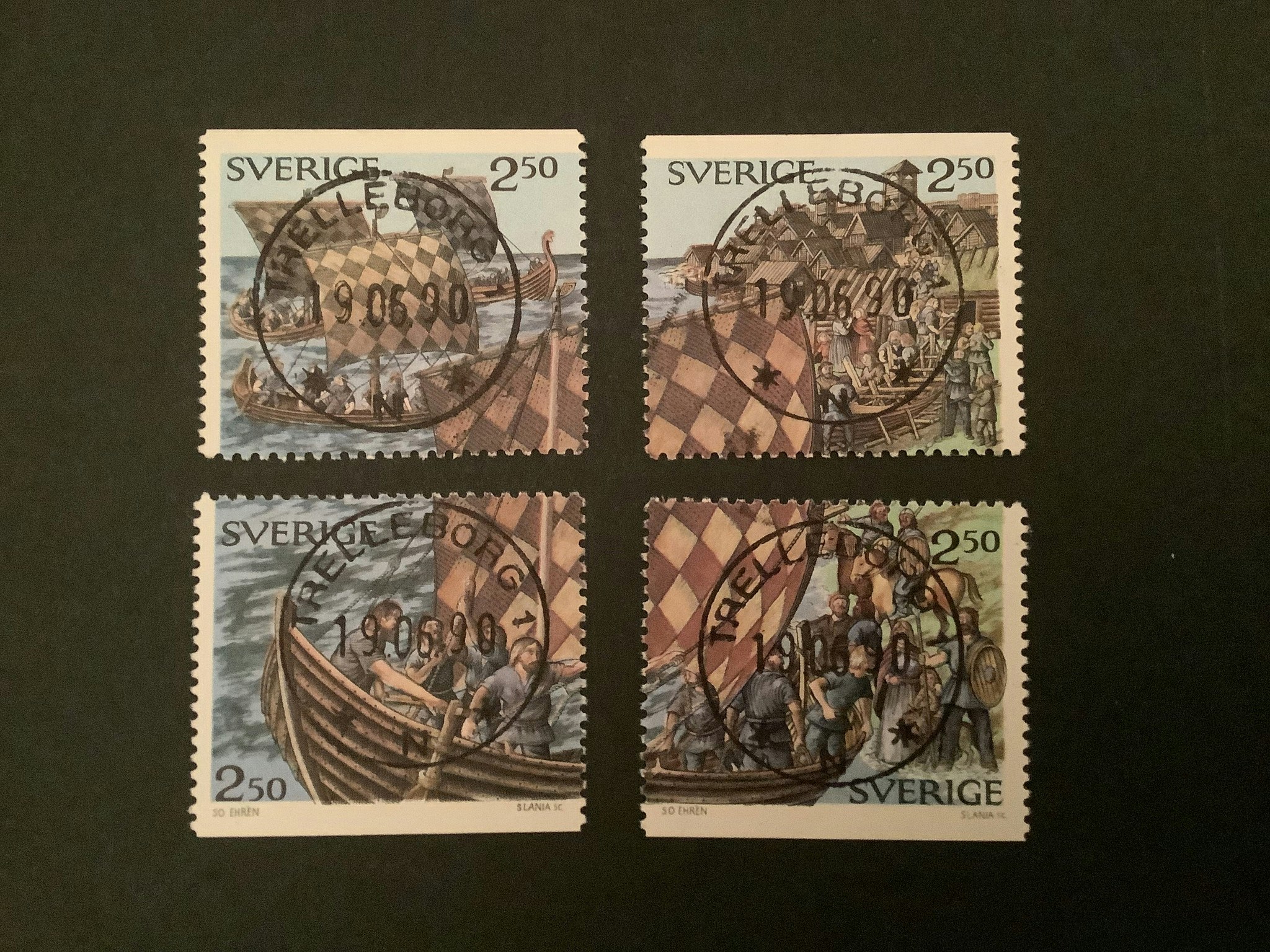 VIKINGAR facit nr 1610,1611,1614 och 1615 lyxstämat TRELLEBORG 1